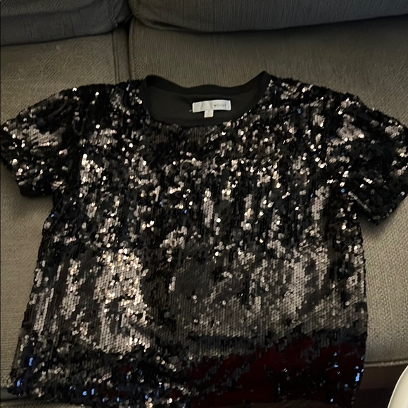 Express Black Sequin Top - Picture 1 of 2